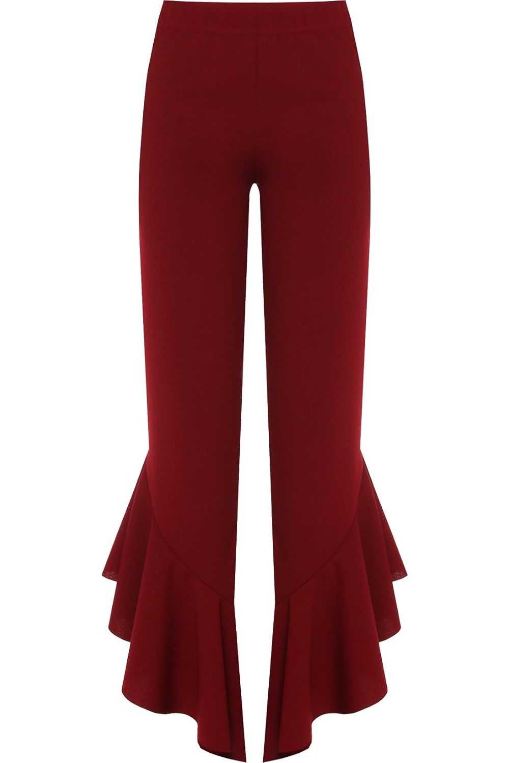Plus Size Frill Asymmetric Hem Plain Trousers For Women  - Dropwear