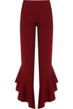 Plus Size Frill Asymmetric Hem Plain Trousers For Women  - Dropwear