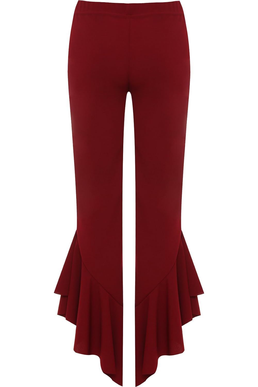 Plus Size Frill Asymmetric Hem Plain Trousers For Women  - Dropwear