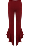 Plus Size Frill Asymmetric Hem Plain Trousers For Women  - Dropwear
