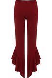 Frill Asymmetric Hem Plain Trousers For Women  - Dropwear