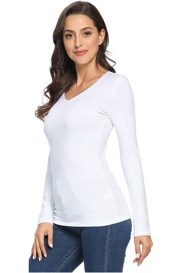 Cream Plus Size Long Sleeve V Neck Top For Women 16-18 - Dropwear