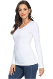 Cream Plus Size Long Sleeve V Neck Top For Women 16-18 - Dropwear