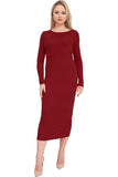 Jade Bodycon Stretch Plain Midi Dress For Women 12-14 - Dropwear