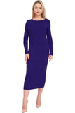 Purple Plus Size Bodycon Stretch Plain Midi Dress For Women 16-18 - Dropwear