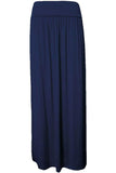 Navy Plus Size Pleated Fold Over High Waist Gypsy Long Maxi Skirt For Women 16-18 - Dropwear