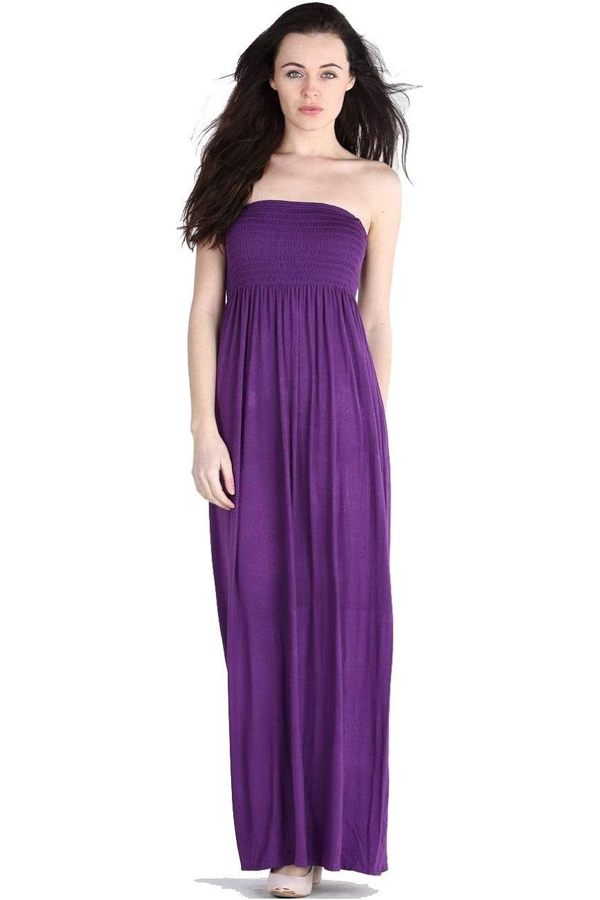 Mustard Strapless Sheering Maxi Dress For Women 12-14 - Dropwear