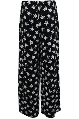 Skull Bones Print Palazzo Trouser For Women  - Dropwear