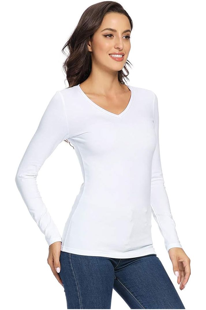 Coral Plus Size Long Sleeve V Neck Top For Women 20-22 - Dropwear