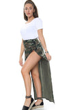 Camouflage Petite Double Split Beach Camouflage Army Print Sarong Skirt For Women 12-14 - Dropwear