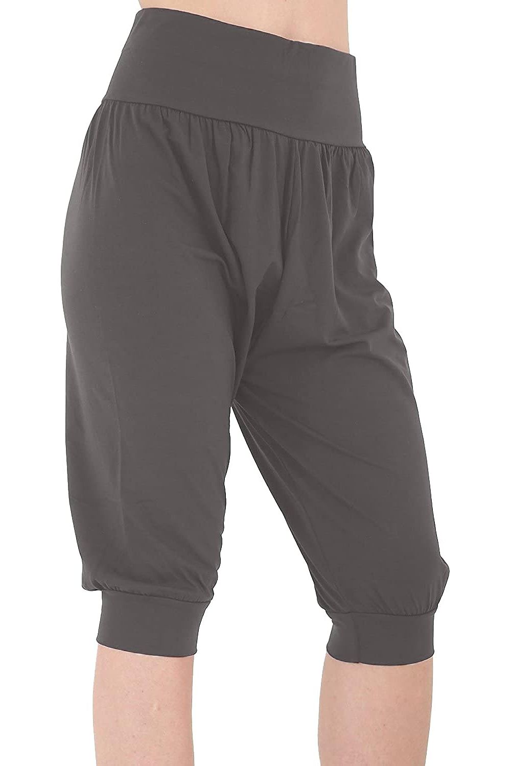 Black Plus Size Cropped Harem Trousers For Women 20-22 - Dropwear