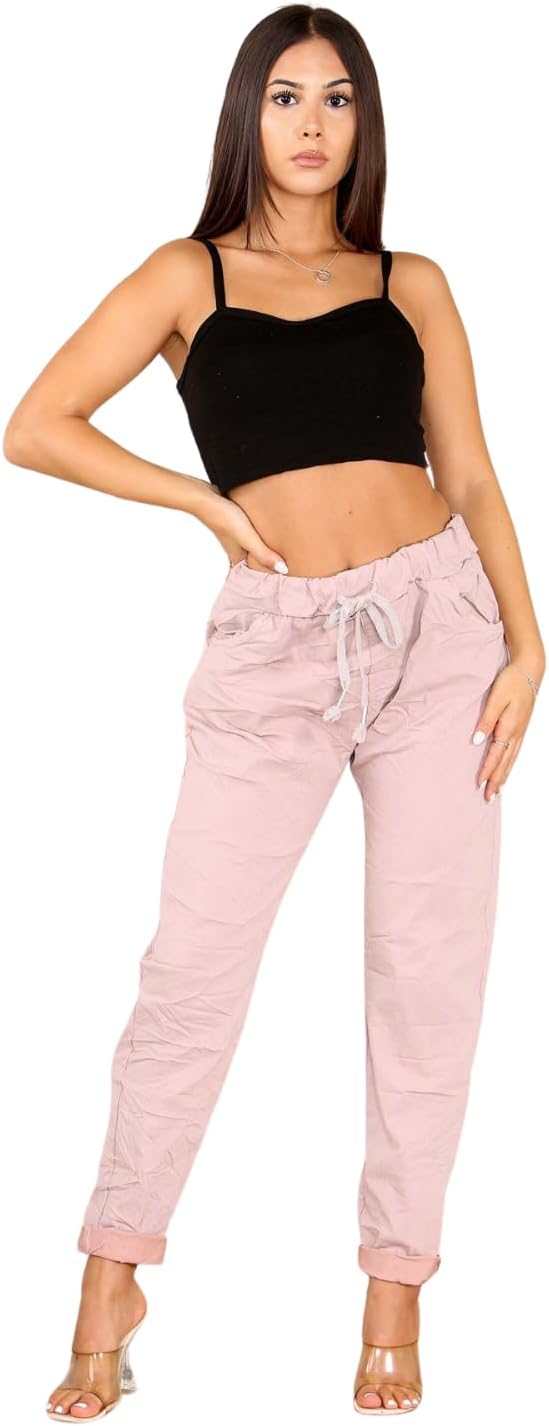 Turquoise Italian Glitter Drawstring Waistband Magic Pants For Women 10 - Dropwear