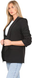Baby Pink Ruched Sleeve Blazer For Women M - Dropwear