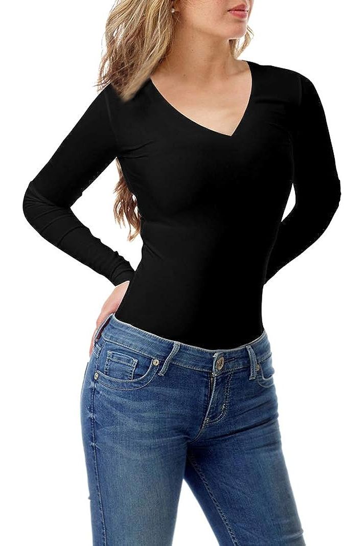 Black Plus Size Long Sleeve V Neck Top For Women 16-18 - Dropwear
