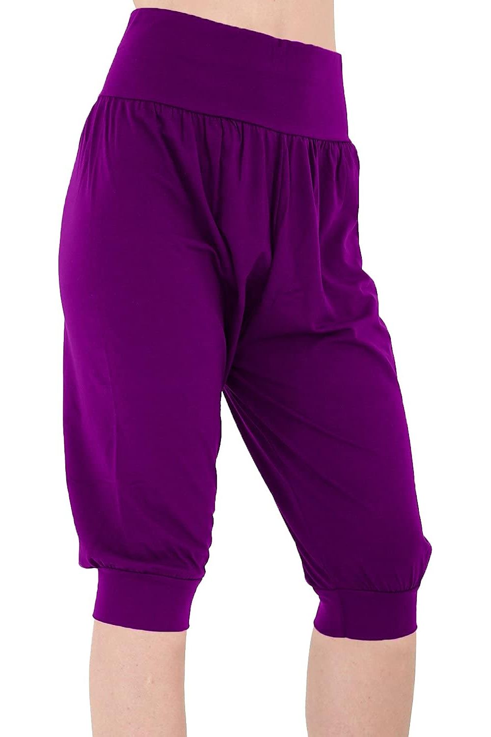 Brown Plus Size Cropped Harem Trousers For Women 16-18 - Dropwear