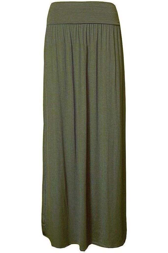 Charcoal Plus Size Pleated Fold Over High Waist Gypsy Long Maxi Skirt For Women 20-22 - Dropwear