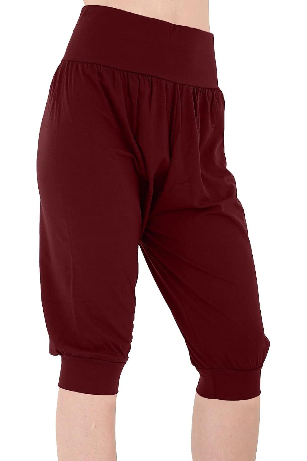 Cream Plus Size Cropped Harem Trousers For Women 24-26 - Dropwear