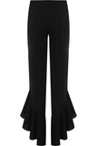 Plus Size Frill Asymmetric Hem Plain Trousers For Women  - Dropwear