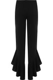 Frill Asymmetric Hem Plain Trousers For Women  - Dropwear
