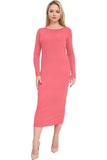 Dark Brown Plus Size Bodycon Stretch Plain Midi Dress For Women 16-18 - Dropwear
