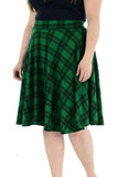 Tartan Flared Elastic Waist Skater Skirt For Women  - Dropwear