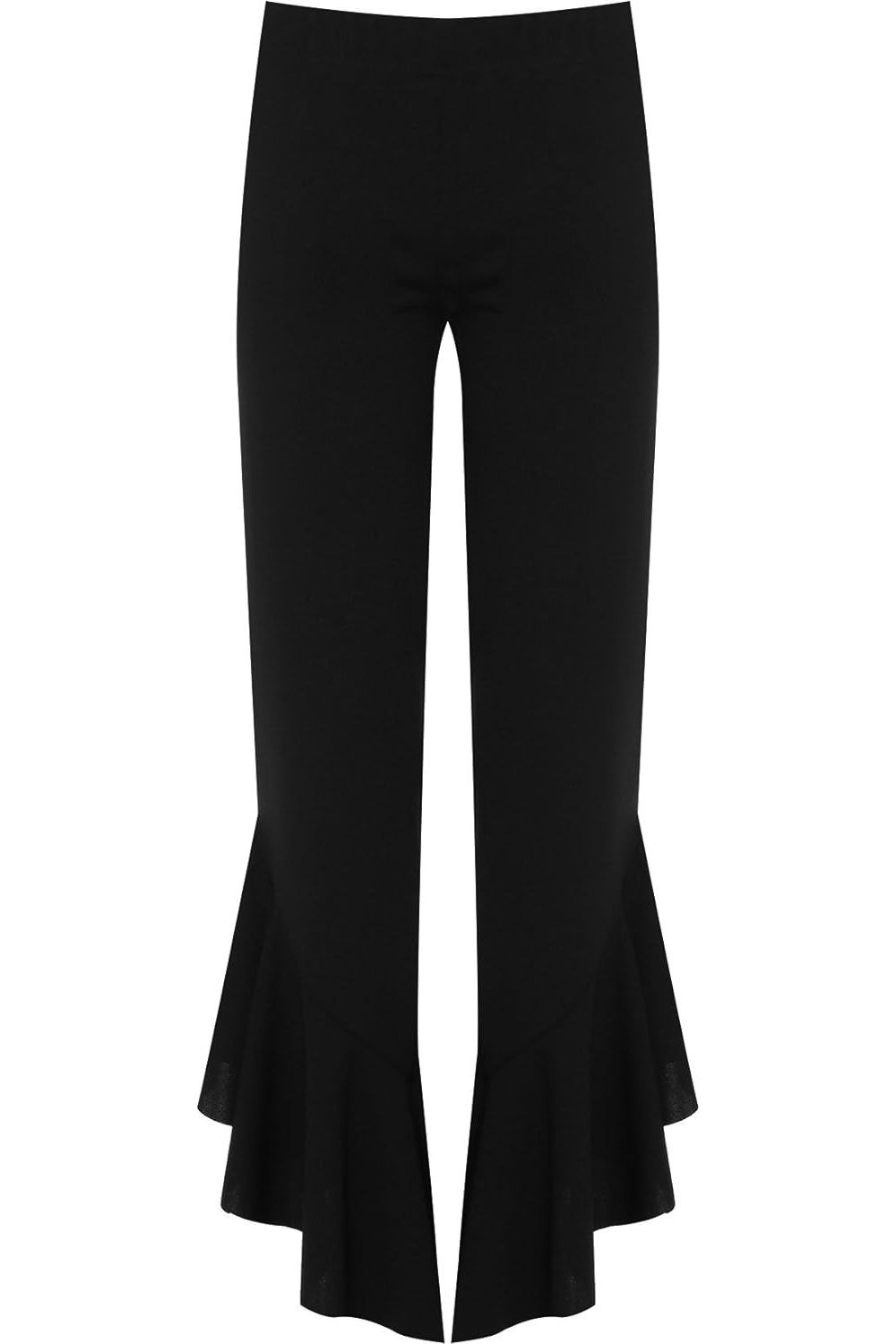 Frill Asymmetric Hem Plain Trousers For Women  - Dropwear