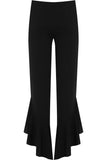 Frill Asymmetric Hem Plain Trousers For Women  - Dropwear