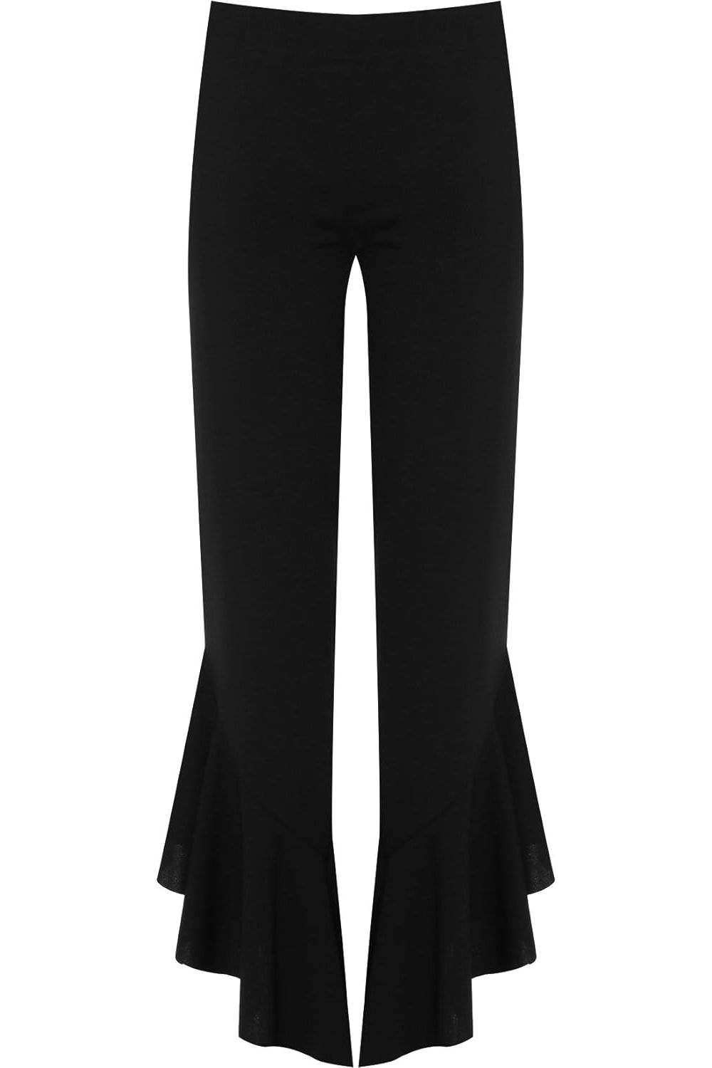 Plus Size Frill Asymmetric Hem Plain Trousers For Women  - Dropwear