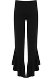 Plus Size Frill Asymmetric Hem Plain Trousers For Women  - Dropwear