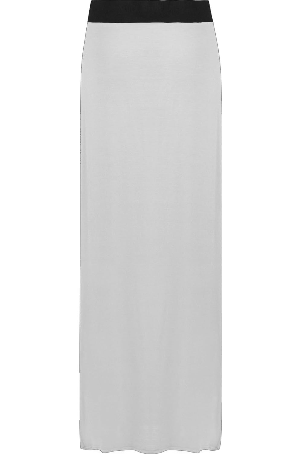 Light Grey Plus Size Pencil Long Maxi Skirt Elasticated Waist For Women 24-26 - Dropwear