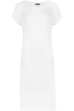 Khaki Green Plain Short Sleeve Jersey Midi Dress For Women 12-14 - Dropwear
