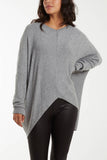 Asymmetric Hem Oversized Jumper For Women  - Dropwear