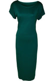 Coral Plain Short Sleeve Jersey Midi Dress For Women 12-14 - Dropwear