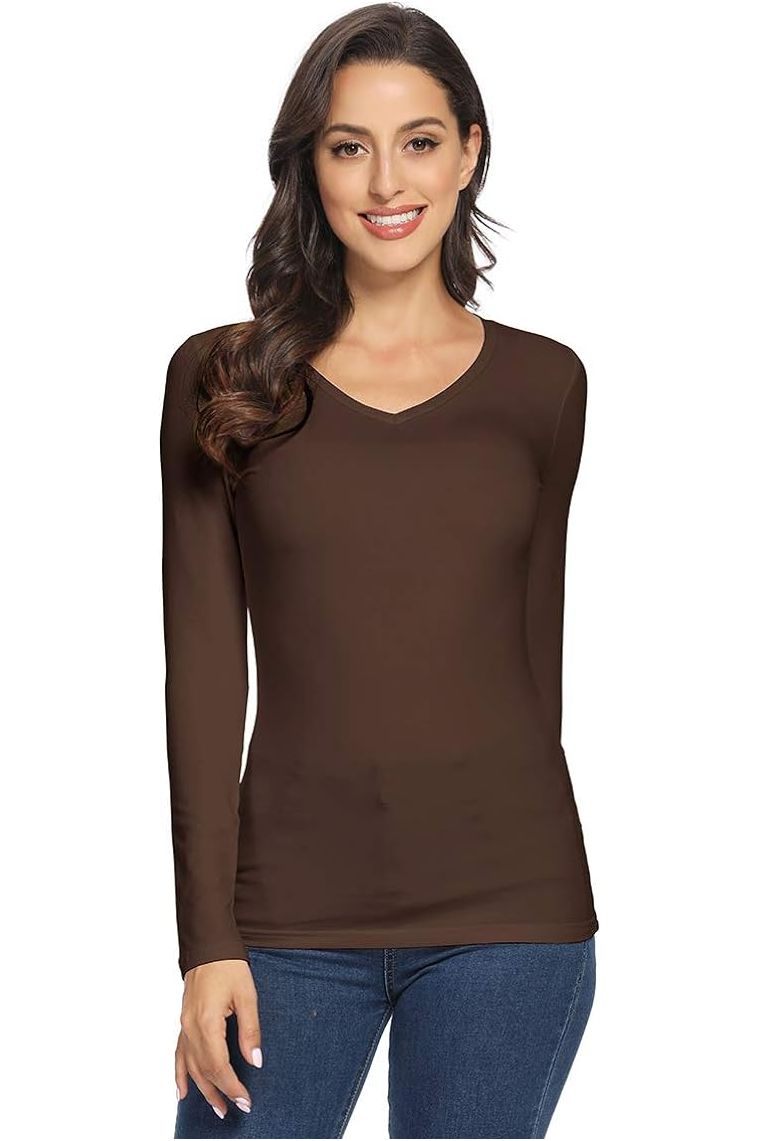 Baby Pink Plus Size Long Sleeve V Neck Top For Women 20-22 - Dropwear