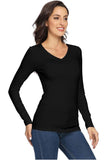 Khaki Plus Size Long Sleeve V Neck Top For Women 24-26 - Dropwear