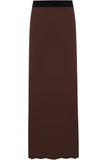 Brown Plus Size Pencil Long Maxi Skirt Elasticated Waist For Women 16-18 - Dropwear