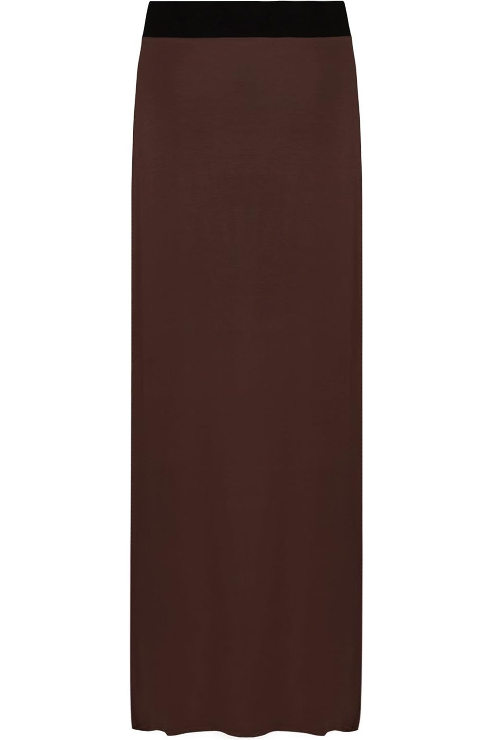 Brown Elasticated Waist Long Maxi Skirt â€“ Plus Size Pencil Style For Women 20-22 - Dropwear