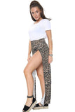 Leopard Brown Petite Double Split Beach Leopard Print Sarong Skirt For Women 12-14 - Dropwear