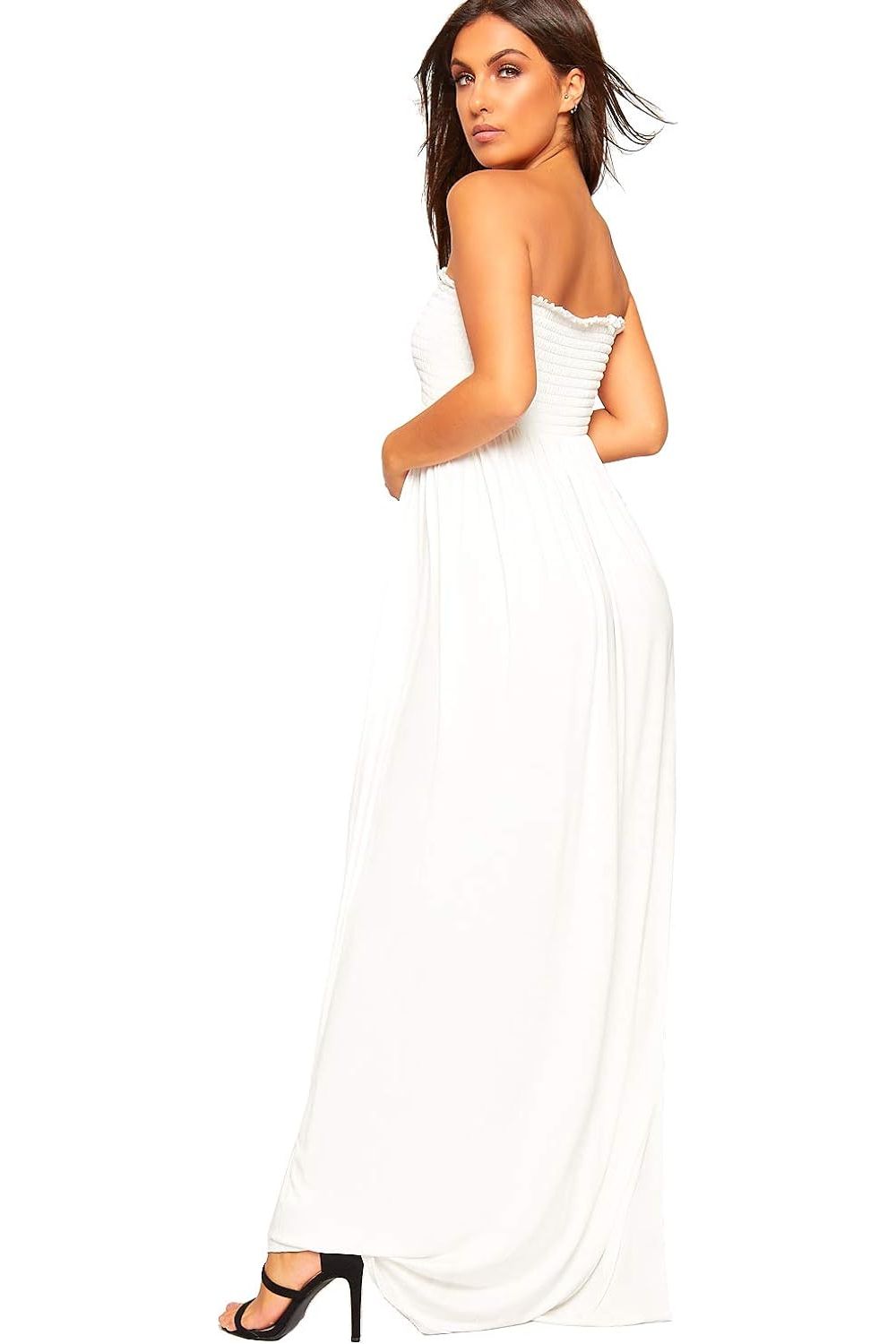 Navy Strapless Sheering Maxi Dress For Women 8-10 - Dropwear