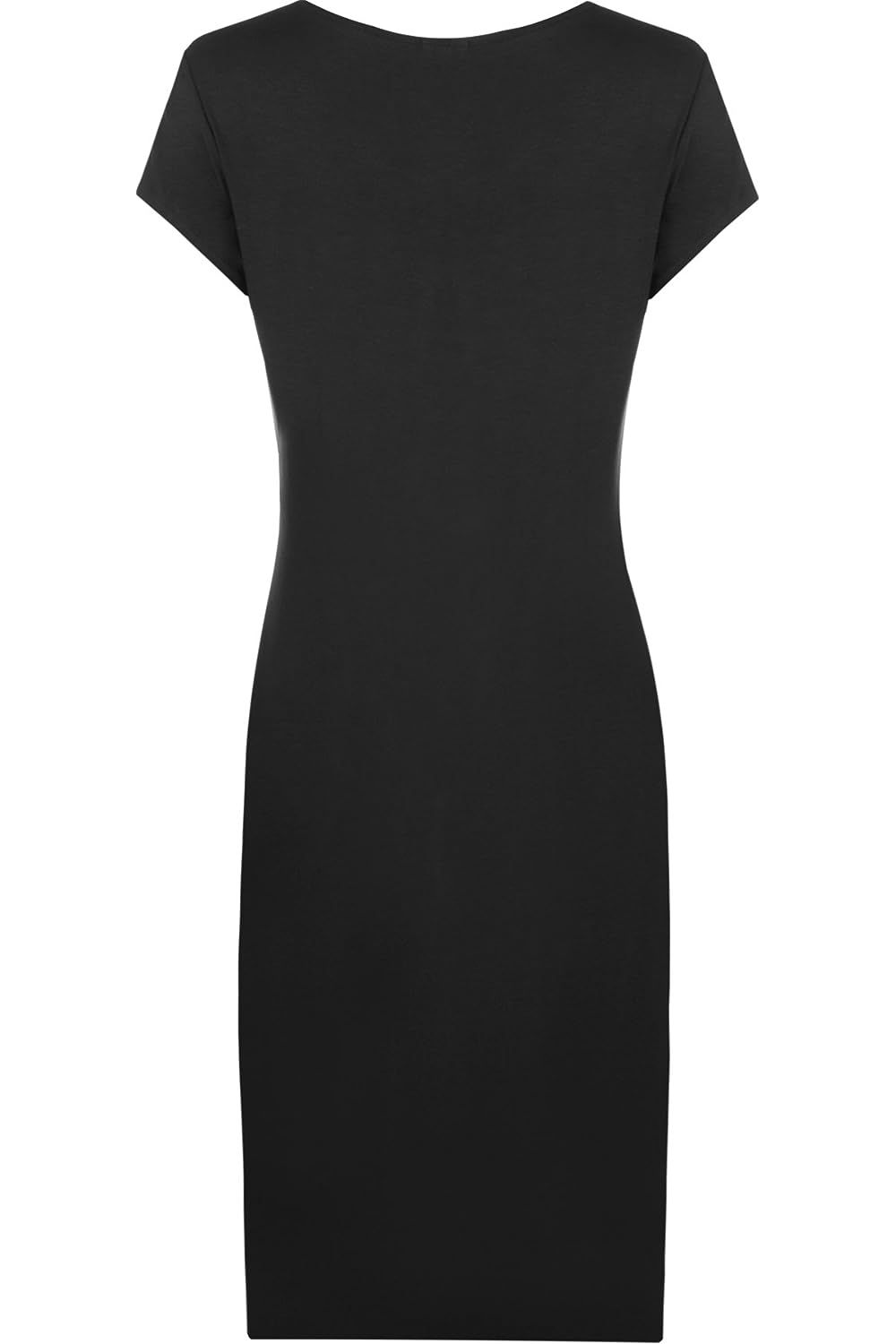 Brown Plain Short Sleeve Jersey Midi Dress For Women 12-14 - Dropwear