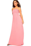 Cream Strapless Sheering Maxi Dress For Women 8-10 - Dropwear