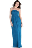 Navy Strapless Sheering Maxi Dress For Women 12-14 - Dropwear