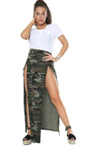 Camouflage Petite Double Split Beach Camouflage Army Print Sarong Skirt For Women 8-10 - Dropwear