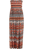 Tie Dye Tie Dye Aztec Print Strapless Sheering Maxi For Women 12-14 - Dropwear
