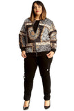 Black Plus Size Baroque Paisley Print Bomber Jacket For Women 18 - Dropwear