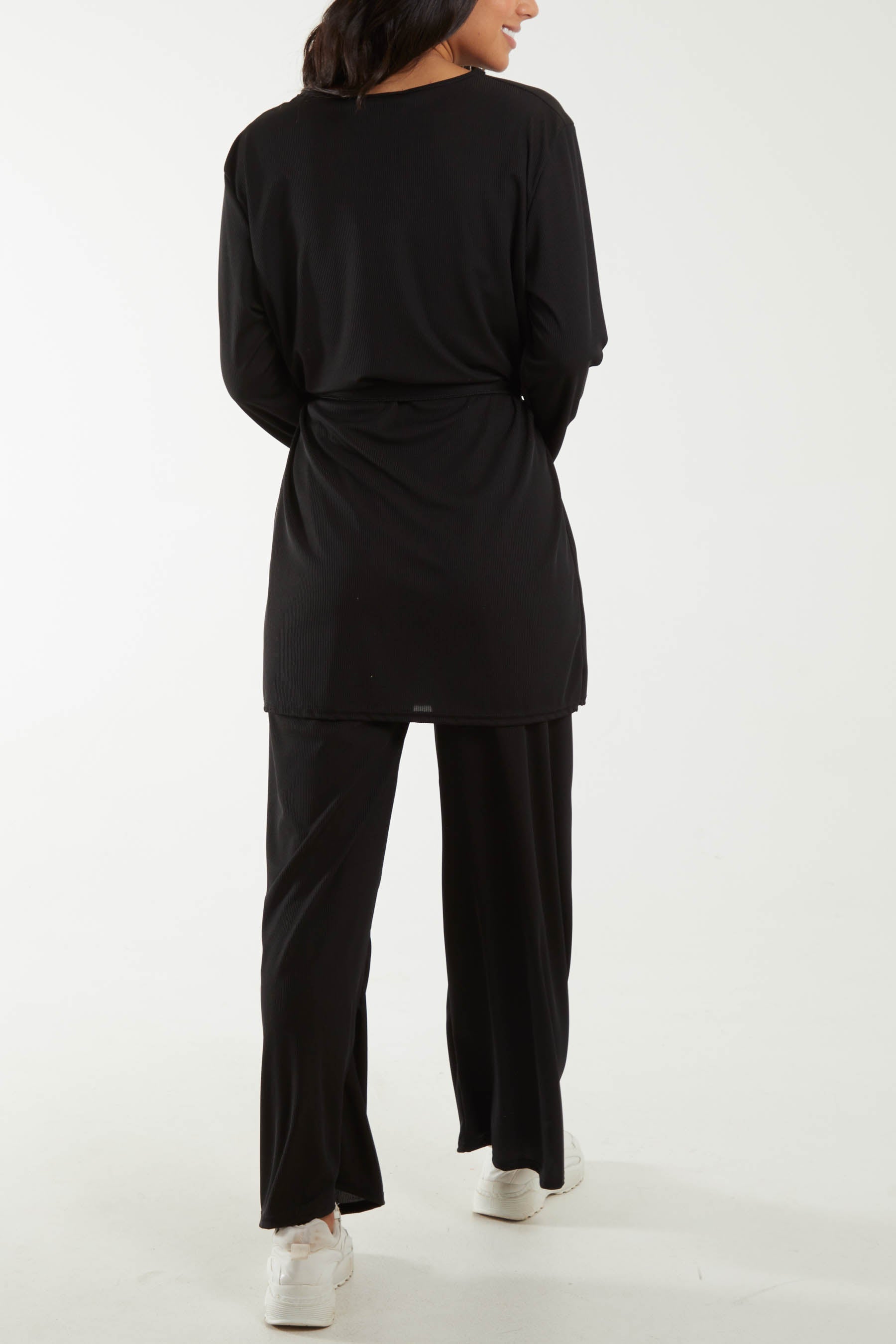 Tied Front Top & Trousers Belted Set For Women  - Dropwear