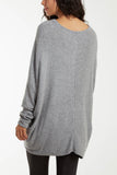 Asymmetric Hem Oversized Jumper For Women  - Dropwear