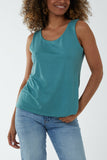Navy Double Layer Scoop Neck Plain Vest For Women ONE SIZE - Dropwear