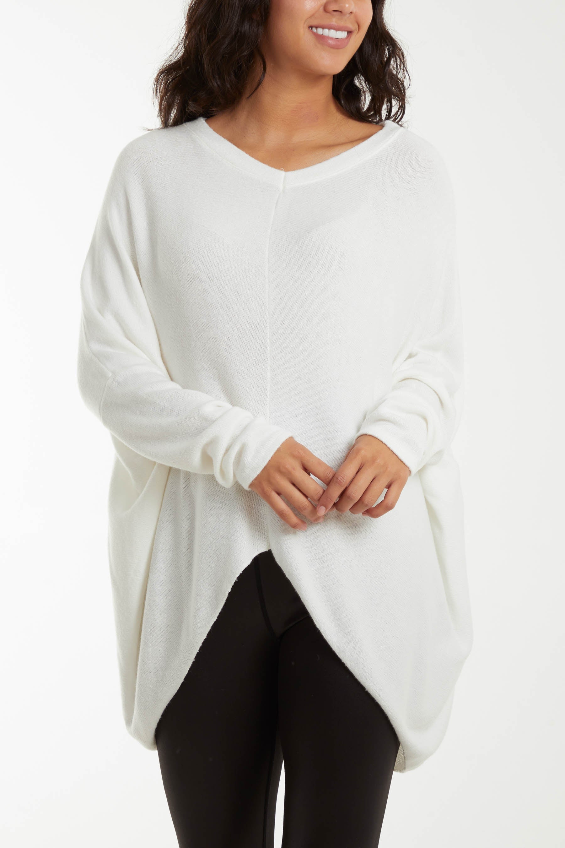Mocha Asymmetric Hem Oversized Jumper For Women ONE SIZE - Dropwear