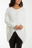 Mocha Asymmetric Hem Oversized Jumper For Women ONE SIZE - Dropwear